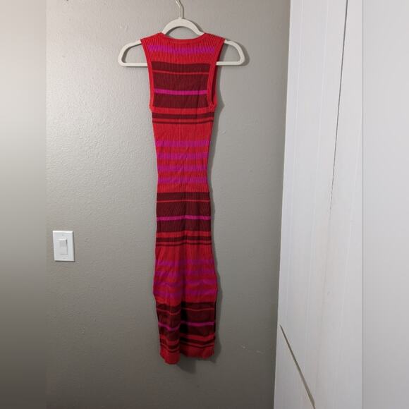 Evereve Abbie Sleeveless Striped Ribbed Knit Midi Dress Red Size xs - Picture 5 of 6